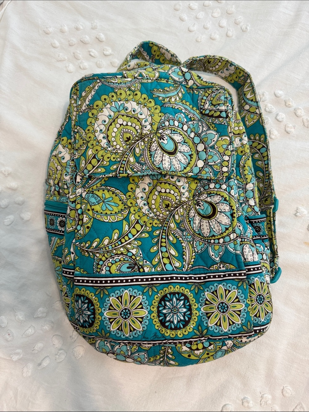 Vera Bradley peacock 🦚 Teal and Lime Paisley Quilted Backpack